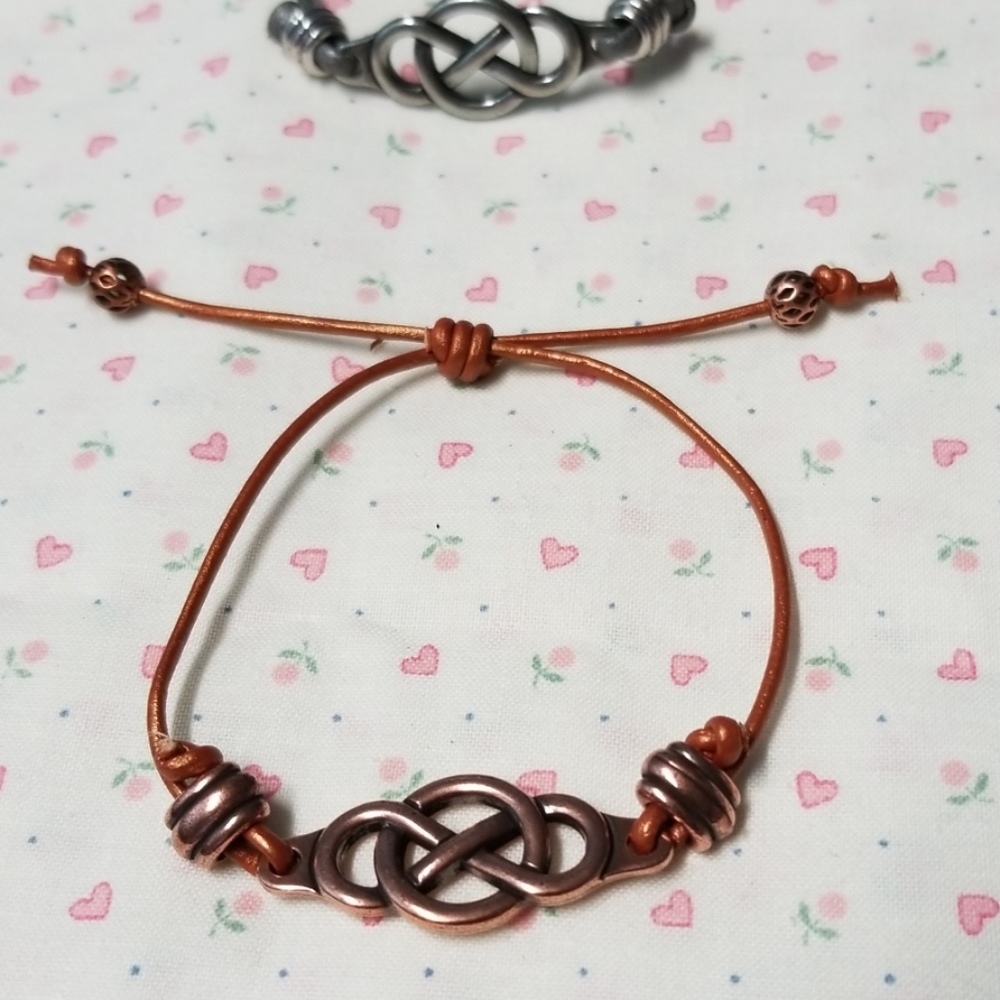 Copper Adjustable Leather Bracelet
